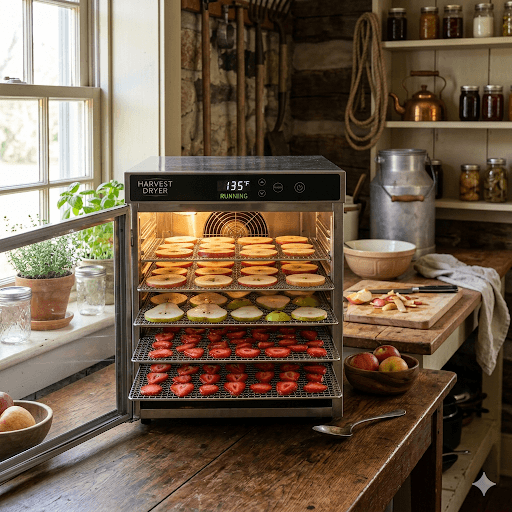 The dehydrator is ready to start operating.