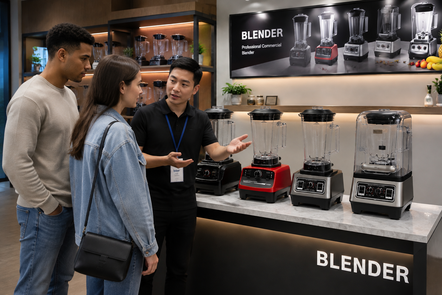 Customers place orders at the commercial blender factory 6
